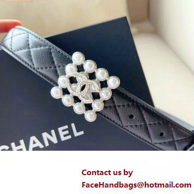 Chanel Width 3cm Metal  &  Glass Pearls calfskin belt AAA036 08 2024